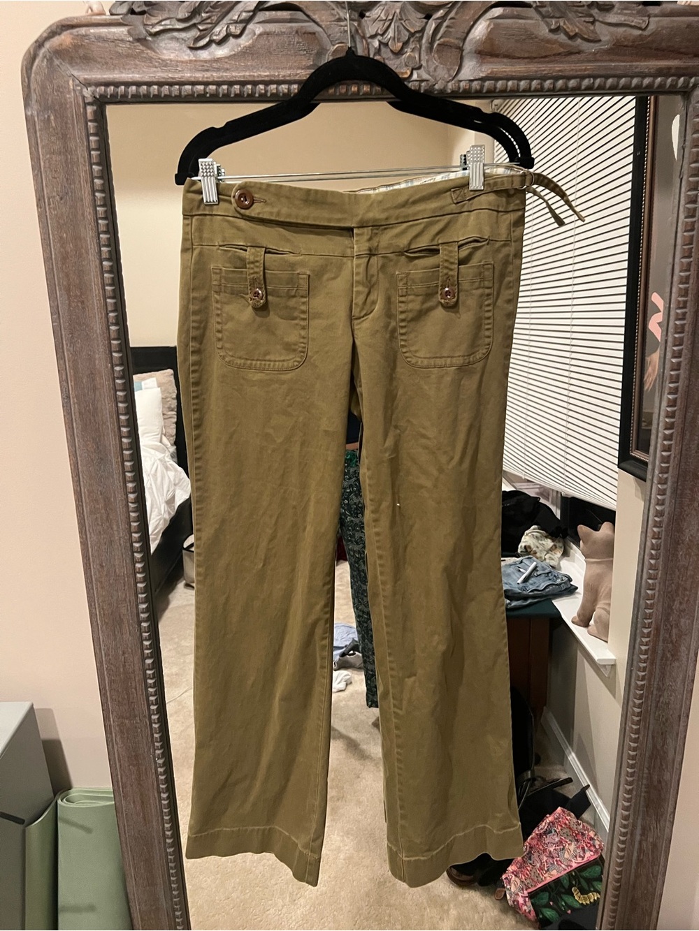 G1 Basic Goods Anthropologie Womens Y2k Olive Green Wide Leg Pants 10 Low
Rise
